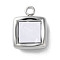304 Stainless Steel Acrylic Pendants, with Imitation Shell, Platinum, Square, 12.5x9.5x3.5mm, Hole: 1.6mm