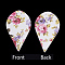 PU Leather Big Pendants, Leaf with Flower Pattern, Colorful, 62x35x2mm, Hole: 1.5mm