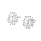 S925 Sterling Silver Stud Earrings, with Imitation Pearl, Flower, Silver