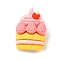 Opaque Resin Imitation Food Decoden Cabochons, Pink, Cake, Food, 26x17.5x7.5mm