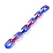 Handmade Two Tone Opaque Acrylic Cable Chains, with CCB Plastic Linking Rings, Flat Oval, Rose Gold, Blue, Links: 31x19.5x5.5mm and 18.5x11x4.5mm, 39.37 inch(1m)/strand