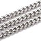 Tarnish Resistant 304 Stainless Steel Cuban Link Chain, Unwelded, with Spool, Stainless Steel Color, 7.5x6x3mm