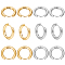 12 Pairs 2 Style 202 & 304 Stainless Steel Huggie Hoop Earrings, Real Gold Plated & Stainless Steel Color, 10 Gauge, 15x2.5mm, Pin: 1mm, 6 Pairs/style