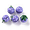 Baking Painted Brass Bell Pendants, Strawberry, Medium Slate Blue, 21.5x17.5x17mm, Hole: 2mm