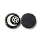 Resin Cabochons, with Glitter Powder, Flat Round with Moon & Pentagram Pattern, Black, 29x5.5mm