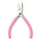 Steel Jewelry Pliers, Needle Nose Plier, Chain Nose Pliers, with Plastic Handle Covers, Ferronickel, Pink, 11.7x7.6x0.85cm