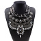 Alloy Crystal Rhinestone Trible Floral Chunky Bib Necklaces for Women, Gunmetal, Crystal, 16.93 inch(43cm)