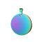 Ion Plating(IP) 304 Stainless Steel Pendants, Manual Polishing, Flat Round Charm, Stamping Blank Tag, Rainbow Color, 35x1.5mm, Hole: 8.5x3.5mm