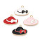 Alloy Enamel Pendants, Cadmium Free & Lead Free, Light Gold, Hat with Bowknot Charm, Mixed Color, 16x21.5x1mm, Hole: 1.8mm