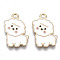 Alloy Enamel Pendants, Cadmium Free & Lead Free, Sheep, Light Gold, White, 24x15x1mm, Hole: 2mm