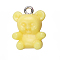 Resin Pendants, with Platinum Color Iron Finding, Bear Shape, Yellow, 18x14mm