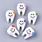 Resin Pendants, with Platinum Tone Iron Findings, Tooth, Mixed Color, 32~34x21~22x17~18mm, Hole: 2mm
