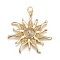 Brass Micro Pave Clear Cubic Zirconia Pendants, Long-Lasting Plated, Sun, Real 18K Gold Plated, 35x33x5mm, Hole: 4mm, Ring: 5x1mm
