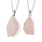 Natural Rose Quartz Nugget Pendant Necklaces, with 304 Stainless Steel Cable Chains, 15.55~15.94 inch(39.5~40.5cm)