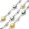 Enamel Hamsa Hand with Evil Eye Link Chains, with 304 Stainless Steel Findings, Stainless Steel Color, Unwelded, with Spool, Colorful, 11.5x5.5x3mm, 8x3x2mm