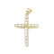 Brass Micro Pave Cubic Zirconia Pendants, Cross, Lead Free & Cadmium Free, Long-Lasting Plated, Rack Plating, Real 18K Gold Plated, Clear, 33.5x22.5x5.5mm, Hole: 3x5.5mm