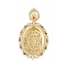 Oval Brass Micro Pave Cubic Zirconia Pendant Cabochon Settings, Colorful, Real 18K Gold Plated, Tray: 30x20mm, 52x29x10.5mm, Hole: 6mm