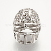 Латунный микро pave кубический цирконий футбольный шлем бусы ZIRC-S061-52P