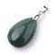 Natural Green Aventurine Gemstone Pendants, with Alloy Findings, teardrop, Platinum, 23~24x14x8mm, Hole: 4x5mm
