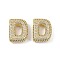 Brass Micro Pave Clear Cubic Zirconia Pendants, Cadmium Free & Nickel Free & Lead Free, Letter D, 23.5x23x6.5mm, hole: 4x2mm