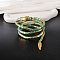Alloy Green Rhinestone Snake Wrap Choker Necklaces for Women, Golden, 35.83 inch(91cm)