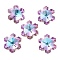 Electroplate Glass Pendants, Back Plated, Faceted, Snowflake Charms, Plum, 20x17.5x9mm, Hole: 1.4mm