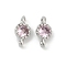 Brass Cubic Zirconia Flat Round Connector Charms, Rack Plating, Long-Lasting Plated, Platinum, Pink, 9x4.5~5x3mm, Hole: 1mm