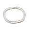 Clear Cubic Zirconia Tennis Bracelets, Rack Plating Brass Jewelry with Fold Over Clasp for Women, Lead Free & Cadmium Free, Long-Lasting Plated, Platinum, 7-1/2 inch(18.9cm)