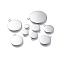 Non-Tarnish 201 Stainless Steel Pendant Cabochon Setting, Plain Edge Bezel Cups, Flat Round, Stainless Steel Color, Tray: 8~30.5mm, 19.5~37x16~32x2mm, Hole: 3mm, 90pcs/box