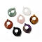 Natural Mixed Gemstone Pendants, Heart Wing Charms, 38x31x9mm, Hole: 1.5mm