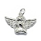 Brass Pendants, Long-Lasting Plated, with Jump Rings, Angel, Platinum, 13.5x19x5mm, Hole: 3mm
