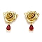 Brass Micro Pave Cubic Zirconia Pendants, Long-Lasting Plated, Flower, Real 18K Gold Plated, 25x18.5x7mm, Hole: 1.5mm