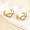 Brass Micro Pave Clear Cubic Zirconia Cuff Earrings, C-Shaped, Real 18K Gold Plated, 14x12.5x6.5mm