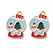 Alloy Enamel Pendants, Christmas Theme, Light Gold, Crystal Ball, 23x16x1.2mm, Hole: 1.6mm