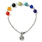 Tree of Life Alloy Charm Bracelets, Chakra Natural & Synthetic Mixed Stone Brass Cable Chains Bracelets for Women, Platinum, 8-1/4 inch(21cm)