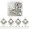 20Pcs Tibetan Style Alloy Chandelier Component Links, Rhombus & Heart, with 100Pcs Jump Rings, Antique Silver, 30x24.5x0.9mm, Hole: 1.6mm & 1.8mm