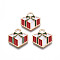 Christmas Alloy Enamel Pendants, Cadmium Free & Lead Free, Light Gold, Christmas Gift, White, 15.5x15x2mm, Hole: 2mm