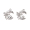 Brass Pendants with Clear Glass, Moon & Bowknot, Real Platinum Plated, 15x13x4.5mm, Hole: 1.2mm