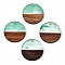 Transparent Resin & Walnut Wood Pendants, with Glitter Powder, Flat Round Charms, Light Sea Green, 28x3.5~4mm, Hole: 2mm