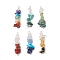 6Pcs Mixed Gemstone Chip Beaded Connector Charms Set, with 304 Stainless Steel Double Loops, Golden, 33~36x9~12.5x5~7mm, Hole: 2mm