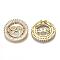 Brass Micro Pave Colorful Cubic Zirconia Pendants, for Mother's Day, Nickel Free, Flat Round with Word Mom, Real 16K Gold Plated, 28x7mm, Hole: 2.5x9mm