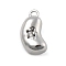 Brass Micro Pave Cubic Zirconia Pendants, Cadmium Free & Nickel Free & Lead Free, Bean Charms, Platinum, 11x5.5x4.5mm, Hole: 1mm