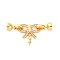 Brass Micro Pave Clear Cubic Zirconia Fold Over Clasps, Cadmium Free & Nickel Free & Lead Free, Bowknot, Real 18K Gold Plated, 42mm