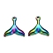 Ion Plating(IP) 304 Stainless Steel Charms, Laser Cut, Fishtail, Rainbow Color, 25.5x25x2.5mm, Hole: 2.5mm