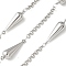 304 Stainless Steel Teardrop Link Chains, Soldered, with Spool, Stainless Steel Color, 24x7x6.5mm, about 5m/roll.