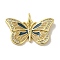 Brass Enamel Micro Pave Cubic Zirconia Pendants, Cadmium Free & Nickel Free & Lead Free, Real 18K Gold Plated Butterfly Charms, with Jump Ring, Steel Blue, 14x25x3mm, Hole: 4.2mm