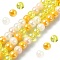 Transperant Electroplate Glass Beads Strands, AB Color Plated, Round, Yellow, 4~4.5mm, Hole: 0.9mm, about 100pcs/strand, 14.96''(38cm)