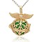 Golden Tone Brass Hollow Round Cage Pendants, with No Hole Spray Painted Brass Ball Beads, Lime Green, 28x27x20mm, Hole: 3x8mm