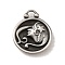304 Stainless Steel Pendants, Flat Round with Constellations Charm, Antique Silver, Virgo, 20.5x17x3mm, Hole: 2.5x2mm