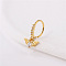Brass Micro Pave Clear Cubic Zirconia Dangle Hoop Nose Rings, Golden, Wing, 8mm